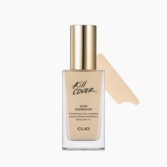 CLIO Kill Cover Glow Foundation with Brush #03-BY Linen 38g 遮瑕光澤粉底液(連粉底掃)